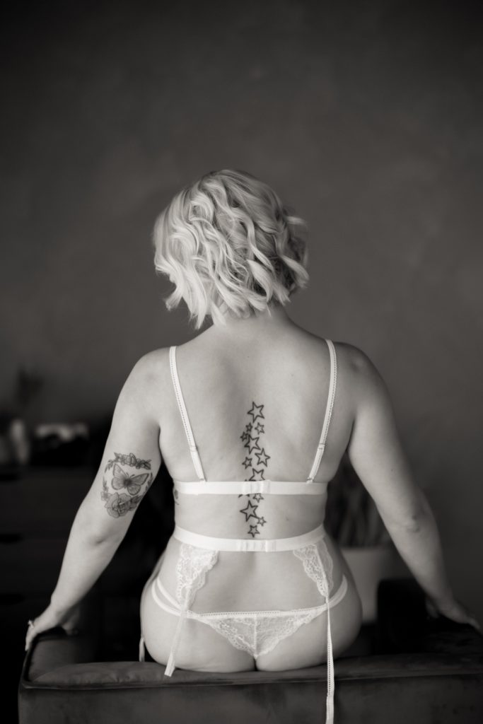 Photo of white lingerie and butt for anonymous anniversary boudoir session